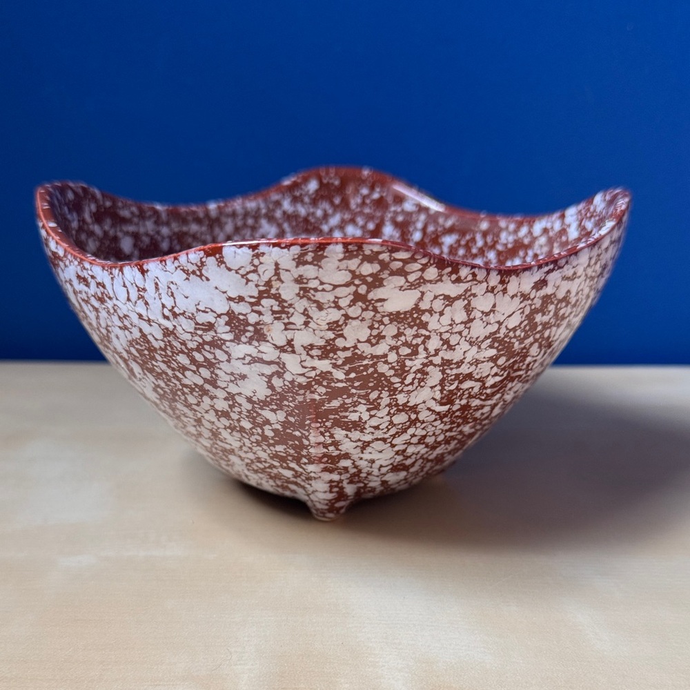 VTG MCM brown and white 6” speckled bowl